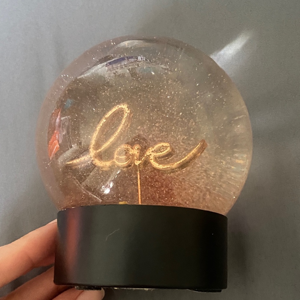 Glass 'Love' Glitter Globe with Black Base